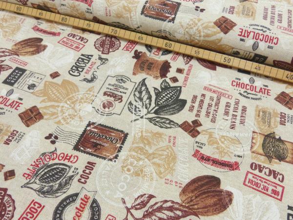 Dekodruck mit Kaffeemotiven auf Beige